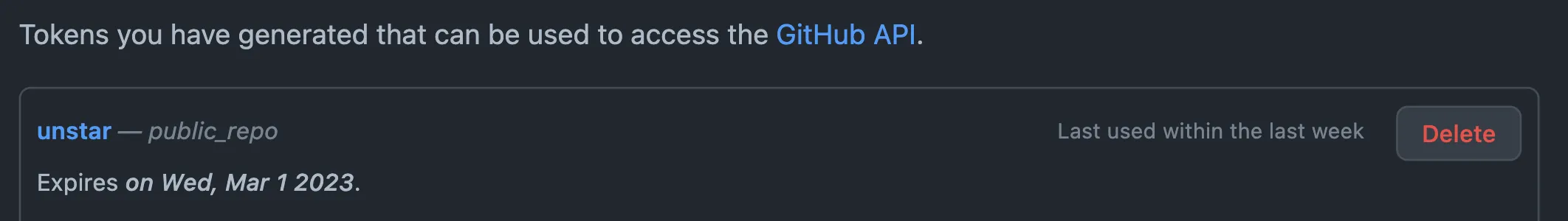 personal access token